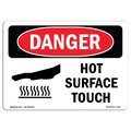 Signmission OSHA Sign, Hot Surface Do Not Touch, 5in X 3.5in Decal, 5" W, 3.5" H, Landscape, OS-DS-D-35-L-1363 OS-DS-D-35-L-1363